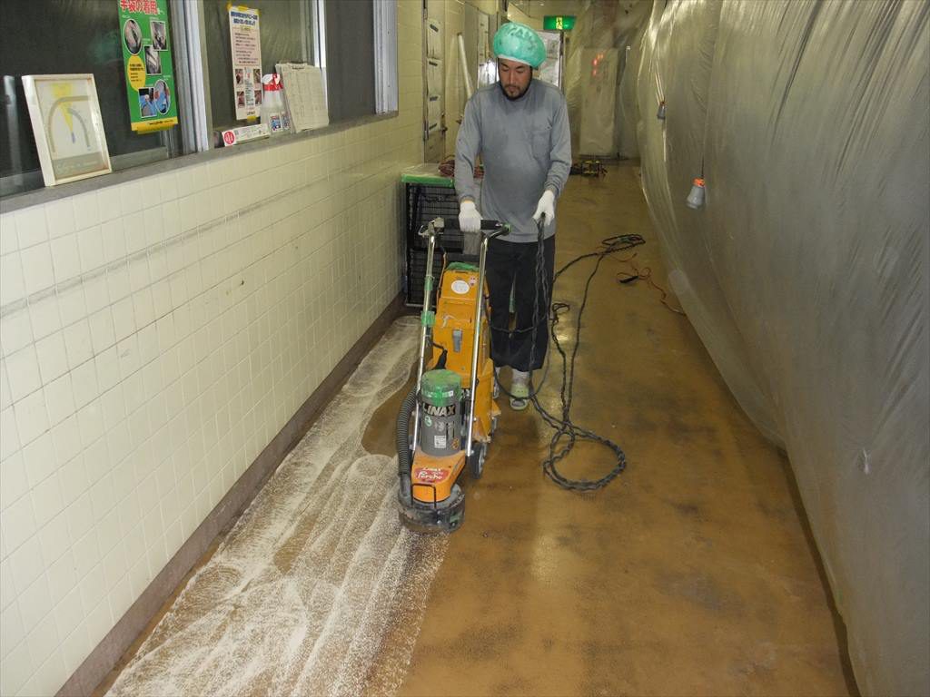神奈川県横浜市の病院｜厨房の塗り床（塗床）夜間工事：ケミクリートＭＳ
