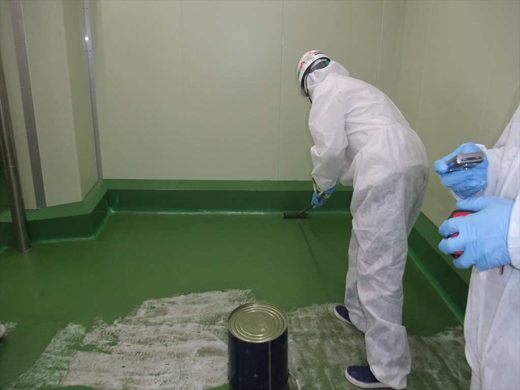 埼玉県深谷市の某食品工場｜工場床　塗り床（塗床）補修工事：タフクリートＬＲ