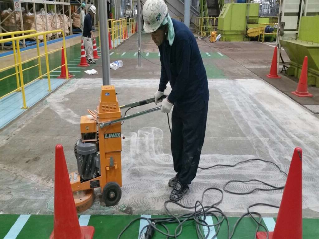 茨城県内のリサイクル工場｜塗り床（床塗装）改修工事：エポキシ塗床