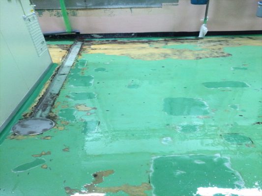 群馬県内の食品工場（缶詰）｜塗り床補修工事：ケミクリートＥ