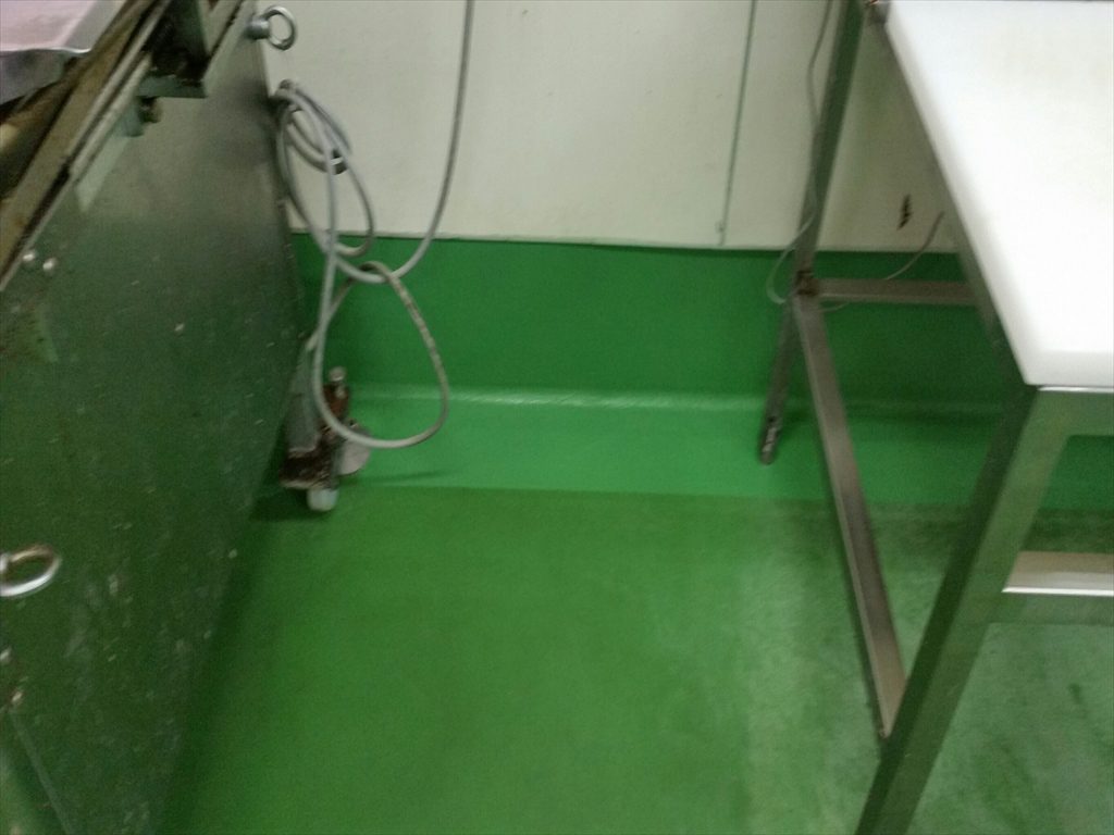 千葉県内の食品工場床塗装剥がれ補修工事｜夜間：速硬化型ＭＭＡ