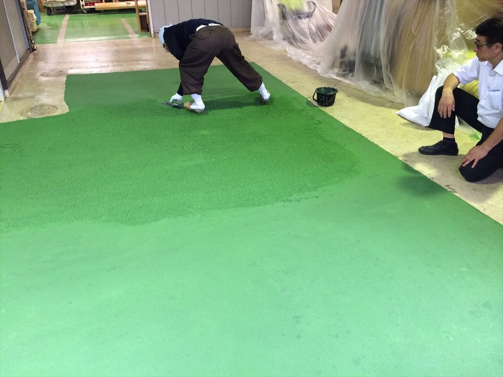千葉県八街市のリサイクルショップ倉庫｜塗床(床塗装)工事：ケミクリートＥＰカラー
