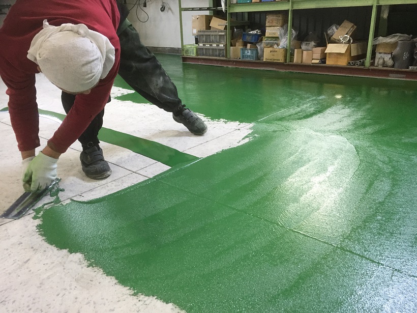千葉県柏市｜配管設備工場床塗装（塗床）改修工事：タフクリートＦＬ