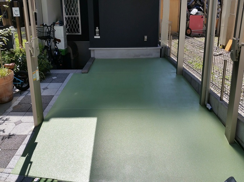 東京都大田区の個人邸｜ガレージ（駐車場）塗床（床塗装）塗り替え工事：ケミクリートＥ