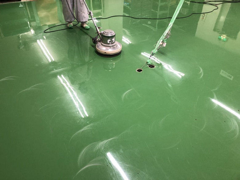 東京都八王子市の電子機器（電子部品）工場コンクリート床｜帯電防止塗床（床塗装）：ケミコンダクトS-10