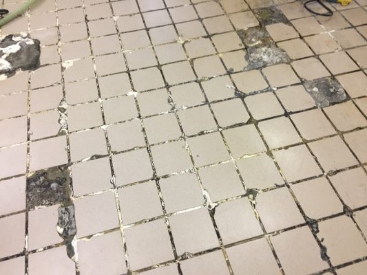 千葉県柏市の和菓子店「伊勢屋」様｜工場床タイルの剥がれを塗床（床塗装）で改修：タフクリートＭＨ