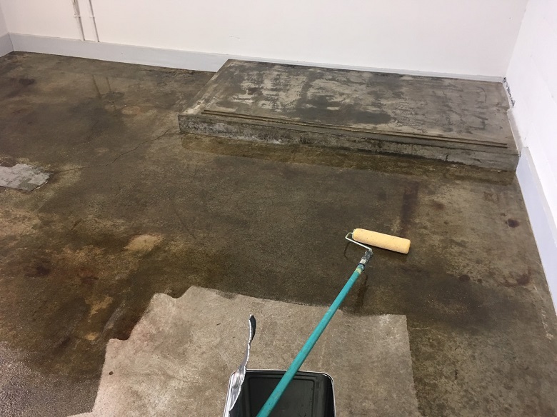 東京都中央区のビル倉庫｜床塗装(塗床）工事：ケミクリート水性ＥＰカラー