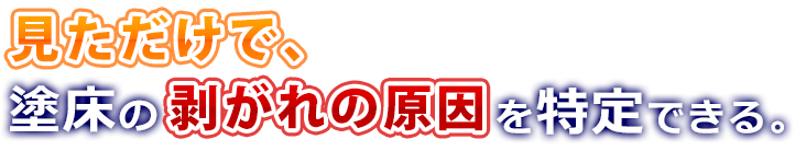 見ただけで、塗床の剥がれの原因を特定できる。